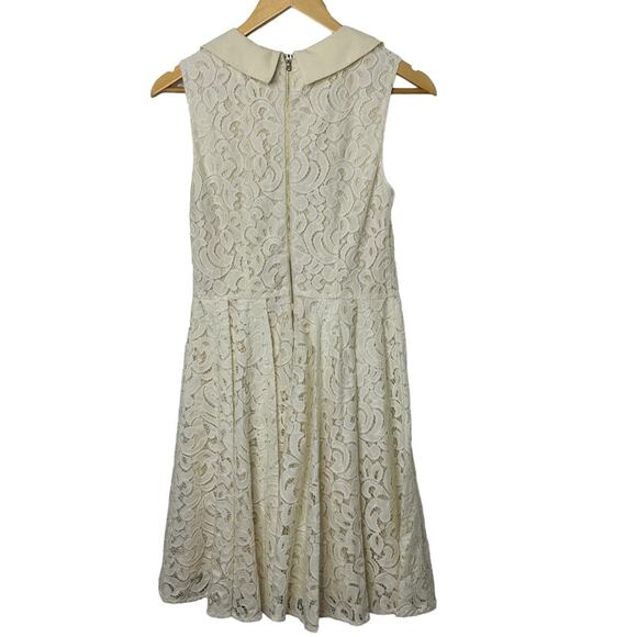 BETSEY JOHNSON Lace Fit & Flare Dress Cream Color Peter Pan Collar Women's  2 - Picture 3 of 7
